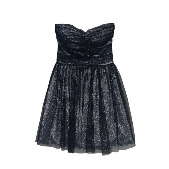 dELiA*s Dress Size‎ 5/6 Black Silver Tulle Tutu Formal Cocktail Strapless Straps - Picture 1 of 12
